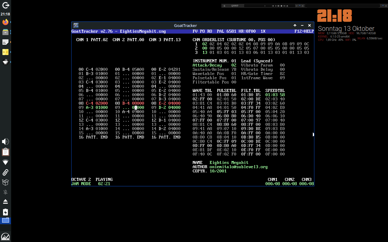 Goattracker and SIDplayFP on Macbook 2008 Unibody MX Linux